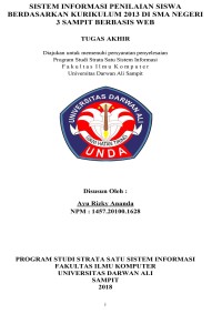SISTEM INFORMASI PENILAIAN SISWA BERDASARKAN KURIKULUM 2013 DI SMA NEGERI 3 SAMPIT BERBASIS WEB