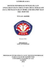 SISTEM INFORMASI PENGELOLAAN ANGGARAN DANA DESA PADA DESA SERAGAM JAYA MENGGUNAKAN BORLAND DELPHI7 DAN SQL SERVER