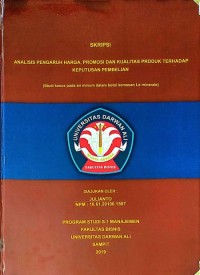 ANALISIS PENGARUH HARGA, PROMOSI DAN KUALITAS PRODUK TERHADAP KEPUTUSAN PEMBELIAN (Studi kasus pada air minum dalam botol kemasan Le minerale)