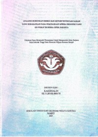ANALISIS HUBUNGAN RISIKO DAN RETURN INVESTASI SAHAM YANG DIHARAPKAN PADA PERUSAHAAN ANEKA INDUSTRI YANG GO PUBLIC EFEK JAKARTA