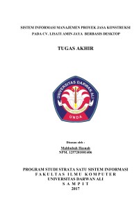 SISTEM INFORMASI MANAJEMEN PROYEK JASA KONSTRUKSI PADA CV. LISATI AMIN JAYA BERBASIS DESKTOP