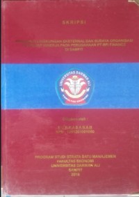PENGARUH LINGKUNGAN EKSTERNAL DAN BUDAYA ORGANISASI TERHADAP KINERJA PADA PERUSAHAAN PT BFI FINANCE