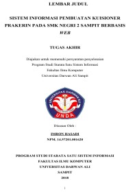 SISTEM INFORMASI PEMBUATAN KUISIONER PRAKERIN PADA SMK NEGRI 2 SAMPIT BERBASIS WEB