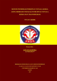 SISTEM INFORMASI PERIZINAN TENAGA KERJA ASING BERBASIS WEB di KANTOR DINAS TENAGA KERJA DAN TRANSMIGRASI