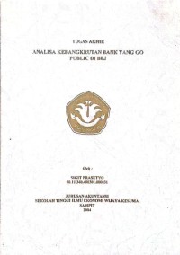 ANALISA KEBANGKRUTAN BANK YANG GO PUBLIC DI BEJ