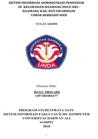 SISTEM INFORMASI ADMINISTRASI PENDUDUK DI KELURAHAN BAAMANG HULU KEC. BAAMANG KAB. KOTAWARINGIN TIMUR BERBASIS WEB