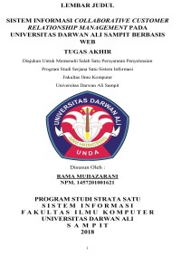 SISTEM INFORMASI COLLABORATIVE CUSTOMER RELATIONSHIP MANAGEMENT PADA UNIVERSITAS DARWAN ALI SAMPIT BERBASIS WEB