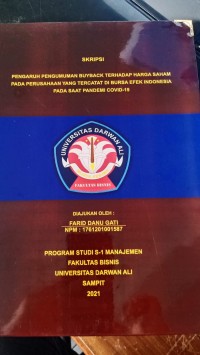 PENGARUH PENGUNGUMAN BUYBACK TERHADAP HARGA SAHAM PADA PERUSAHAAN YANG TERCATAT DI BURSA EFEK INDOENSIA PADA SAAT PANDEMI COVID-19