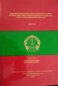 ANALISIS PENDAPATAN USAHA PEMBUATAN KOPRA DI DESA PEMATANG PANJANG KECAMATAN SERUYAN HILIR TIMUR KABUPATEN SERUYAN