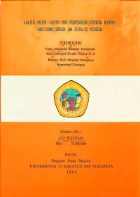 Image of ANALISIS FAKTOR-FAKTOR YANG MEMPENGARUHI STRUKTUR KEUANGAN BANK UMUM SWASTA NON DEVISA DI INDONESIA