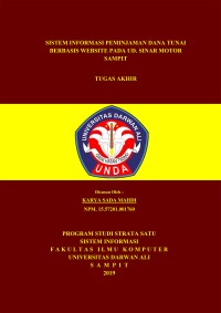SISTEM INFORMASI PEMINJAMAN DANA TUNAI BERBASIS WEBSITE PADA UD. SINAR MOTOR SAMPIT