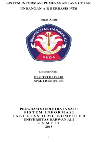SISTEM INFORMASI PEMESANAN JASA CETAK UNDANGAN A2R BERBASIS WEB