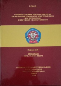 SUPERPISI AKDEMIK PENGELOLAAN KELAS DALAM RANGKA PENINGKATAN KOMPETENSI GURU NON KEPENDIDIKAN DI SMP NEGERI 3 DANAU SEMBULUH