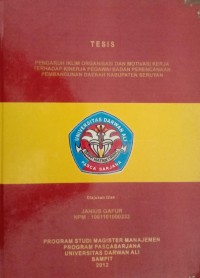 PENGARUH IKLIM ORGANISASI DAN MOTIVASI KERJA TERHADAP KINERJA PEGAWAI BADAN PERENCANAAN PEMBANGUNAN DAERAH KABUPATEN SERUYAN