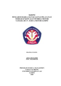 PENGARUH HARGA DAN KUALITAS PELAYANAN TERHADAP KEPUASAN PEMBELI MOTOR DI CV. SURYA MOTOR SAMPIT