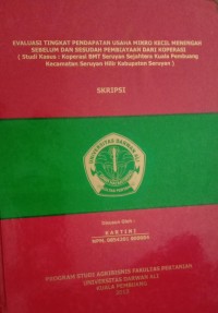 EVALUASI  TINGKAT PENDAPATAN USAHA MIKRO KECIL MENENGAH SEBELUM DAN SESUDAH PEMBIAYAAN DARI KOPERASI