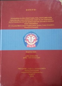 PENGARUH RASIO PROFITABILITAS, PERTUMBUHAN PENJUALAN, DAN OPERATING CASH FLOW TERHADAP KEPUTUSAN INVESTOR BERINVSTASI SAHAM DI BURSA EFEK INDONESIA (STUDI PADA MAHASISWA TINGKAT SELAKU CALON INVESTORE PEMULA DI SAMPIT