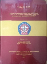 SISTEM INFORMASI POPULASI DAN HISTORIKAL UNIT ALAT-ALAT BERAT PADA PT DAYA KOBELCO CONSTRUCTION MACHINERY INDONESIA
