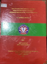 ANALISIS KEPUASAN KONSUMSI TERHADAP PASAR KULINER DI KUALA PEMBUANG KECAMATAN SERUYAN HILIR KABUPATEN SERUYAN